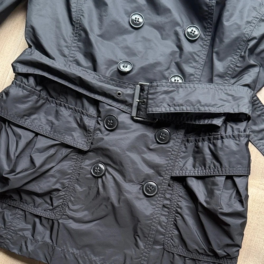 Burberry Women's Black Double-Breasted Trench Jacket - Size 12 - Picture 4 of 6